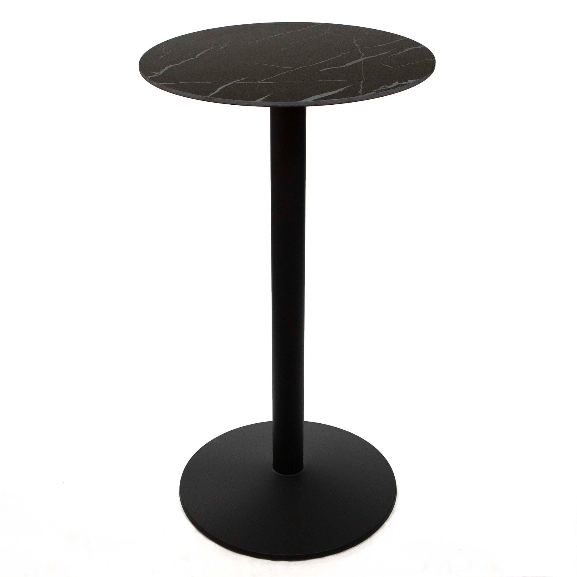 24" round black sintered stone high top bistro bar table