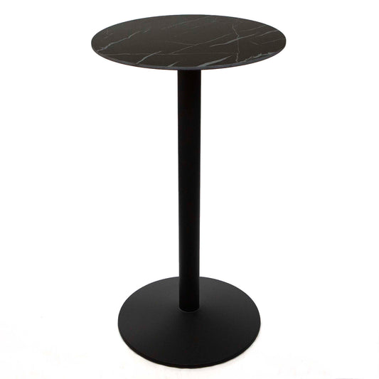 24" round black sintered stone high top bistro bar table