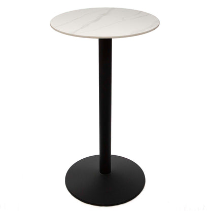 24" round white sintered stone high top bar table