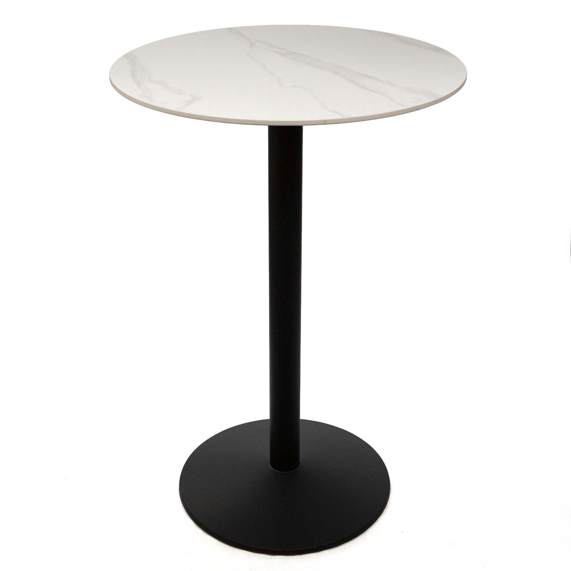 30" round white sintered stone high top bar table