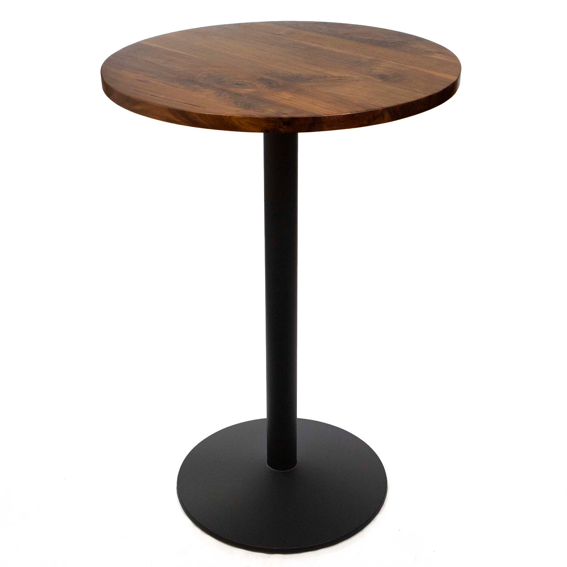 30" round solid black walnut high top bar table