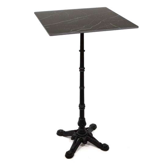 24" x 24" black sintered stone bar height bistro table