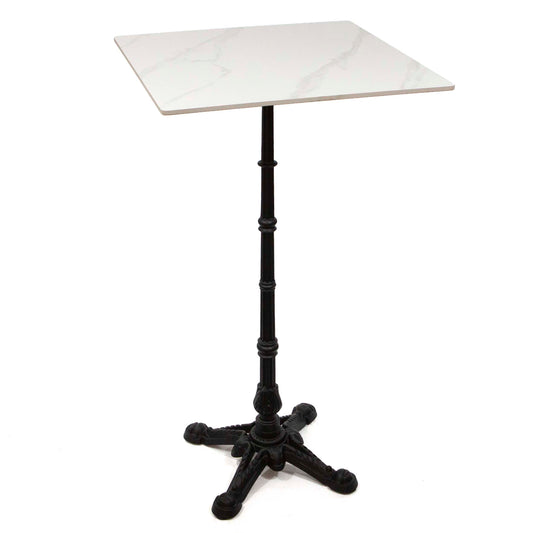 24" x 24" white sintered stone bar height bistro table
