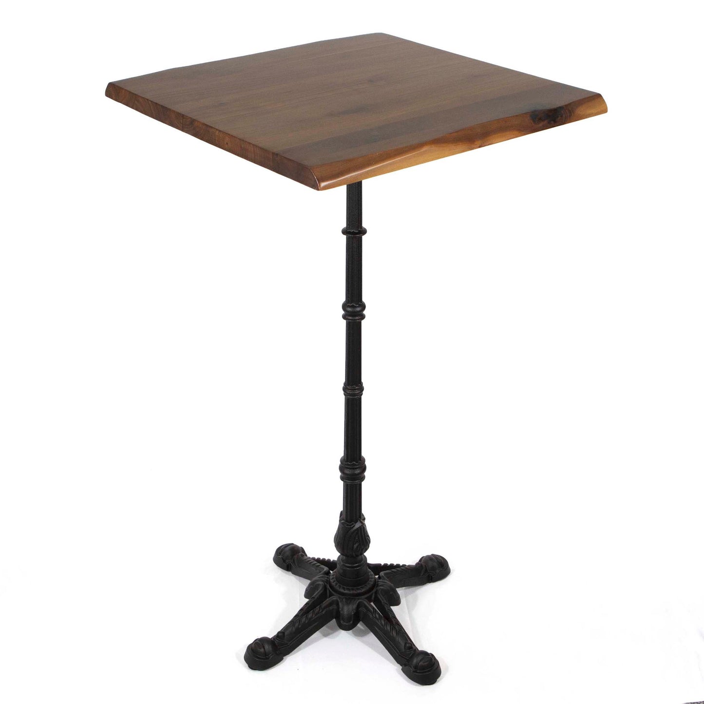 24 x 24" solid black walnut bar height table