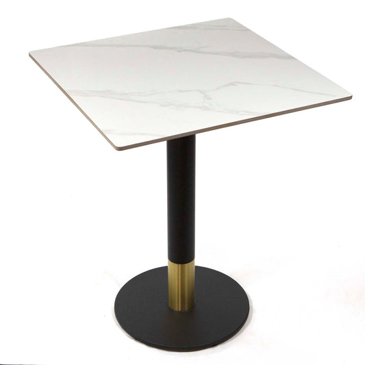white sintered stone restaurant cafe table