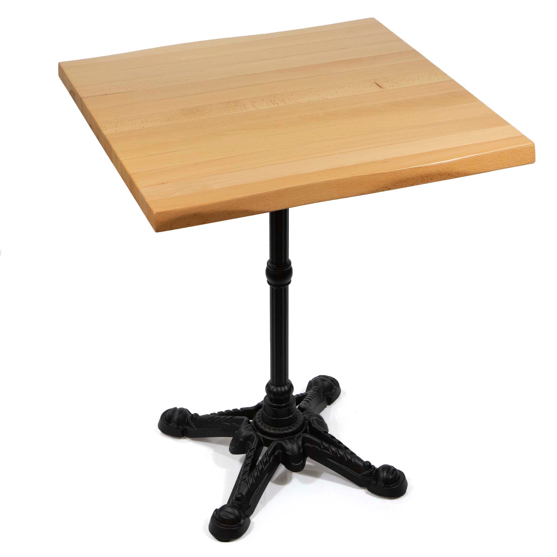 24" x 24" live edge solid European beech hardwood restaurant cafe table