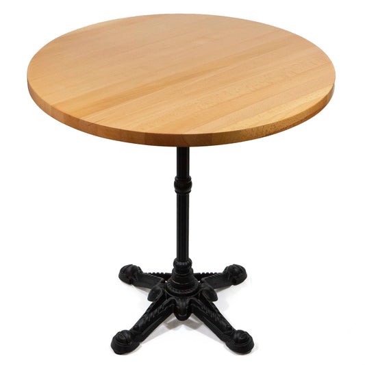 30" round solid European beech restaurant cafe table