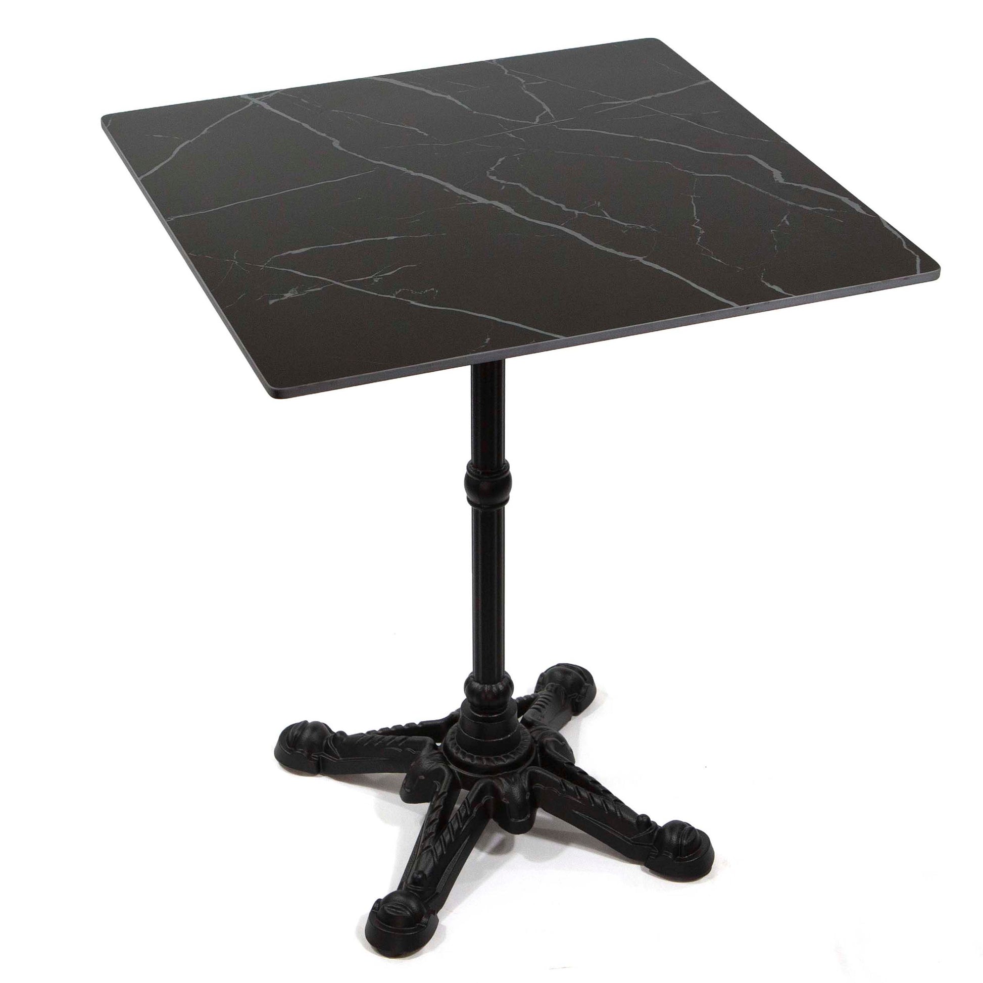 24" x 24" black sintered stone restaurant cafe table