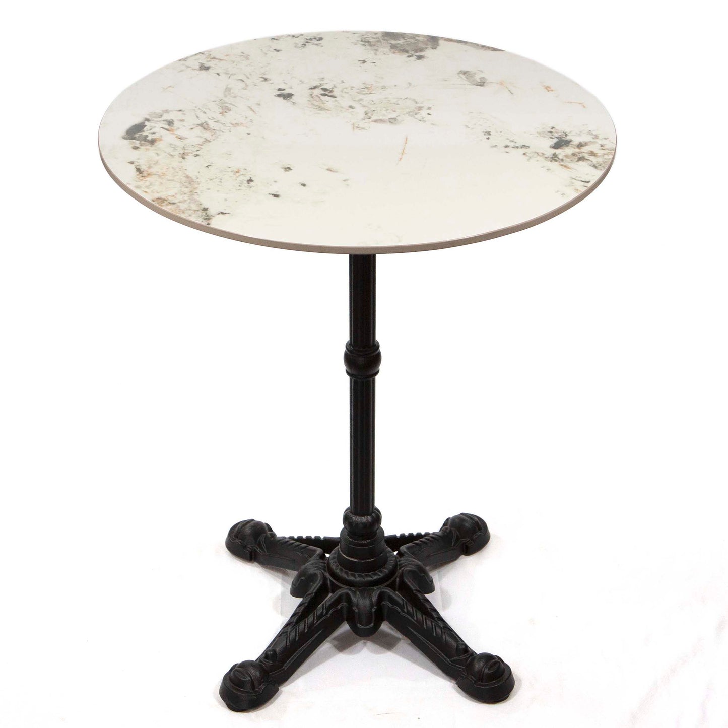 white round sintered stone bistro tables