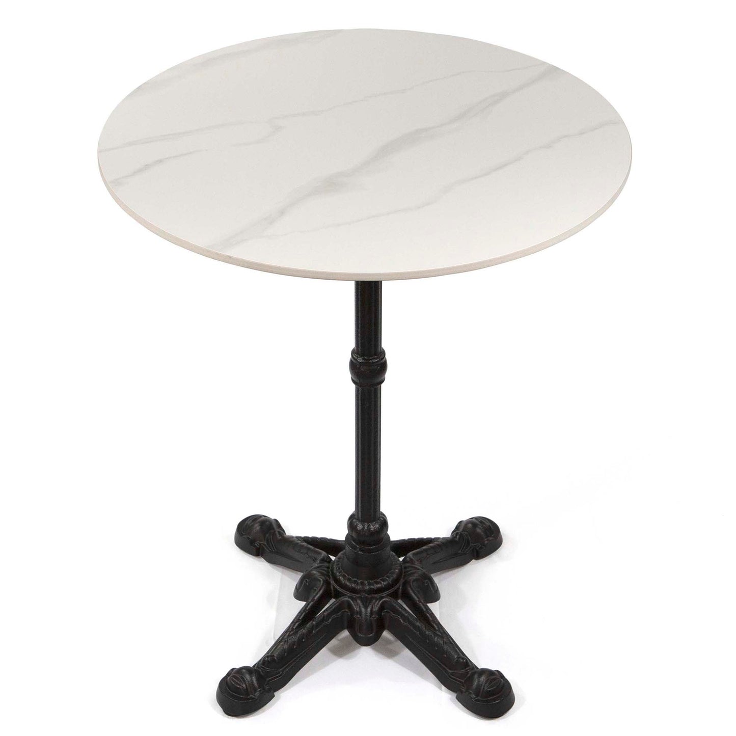 white sintered stone cafe table