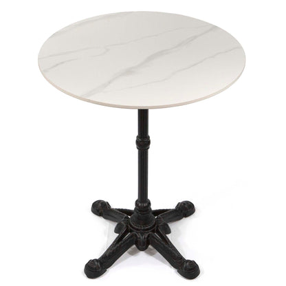 white sintered stone cafe table