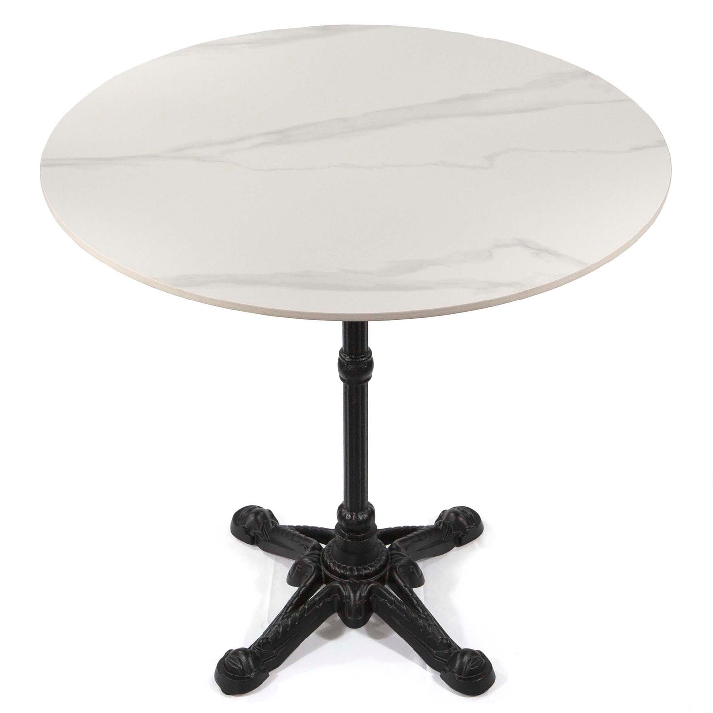 30" round white sintered stone cafe table