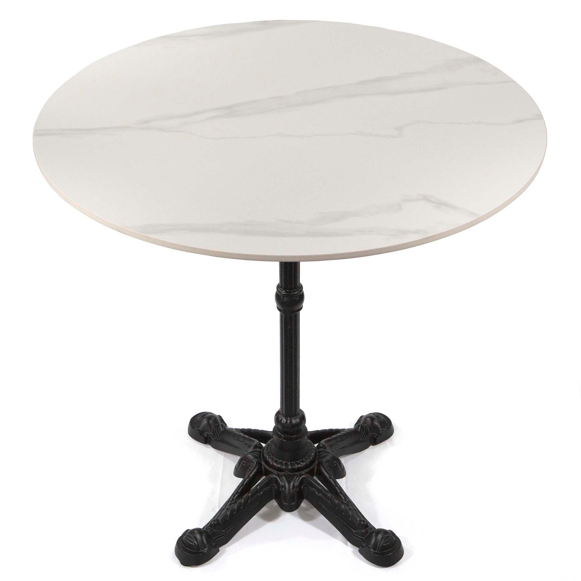 30" round white sintered stone cafe table