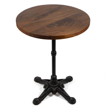 20" round solid black walnut bistro table