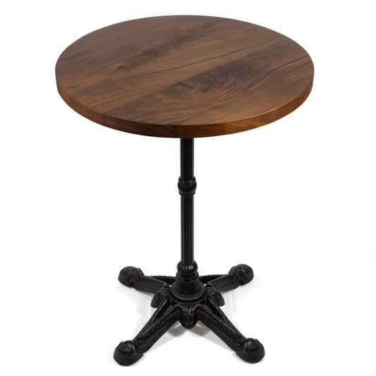 20" round solid black walnut bistro table