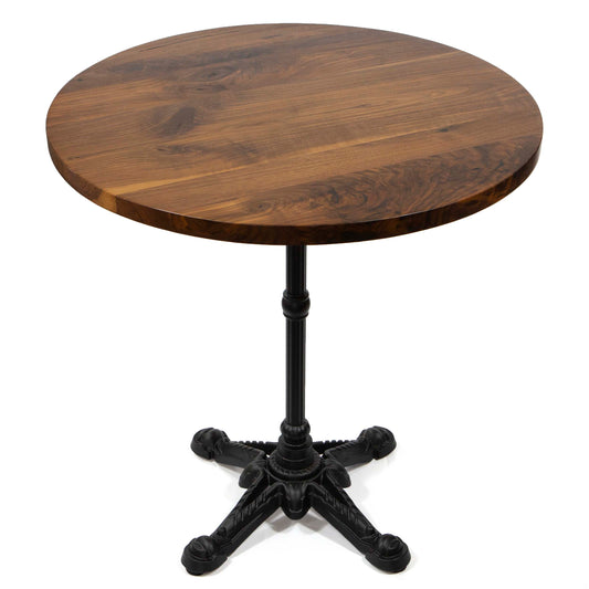 30" round solid black walnut bistro cafe table