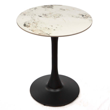 white round sintered stone bistro tables