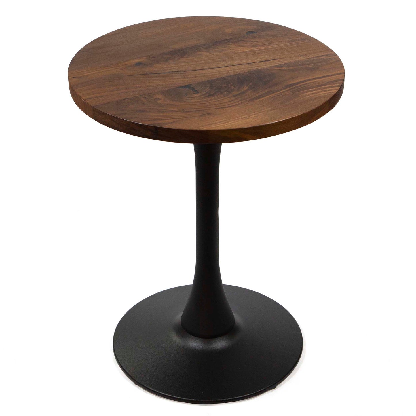 23" round solid black walnut bistro cafe table