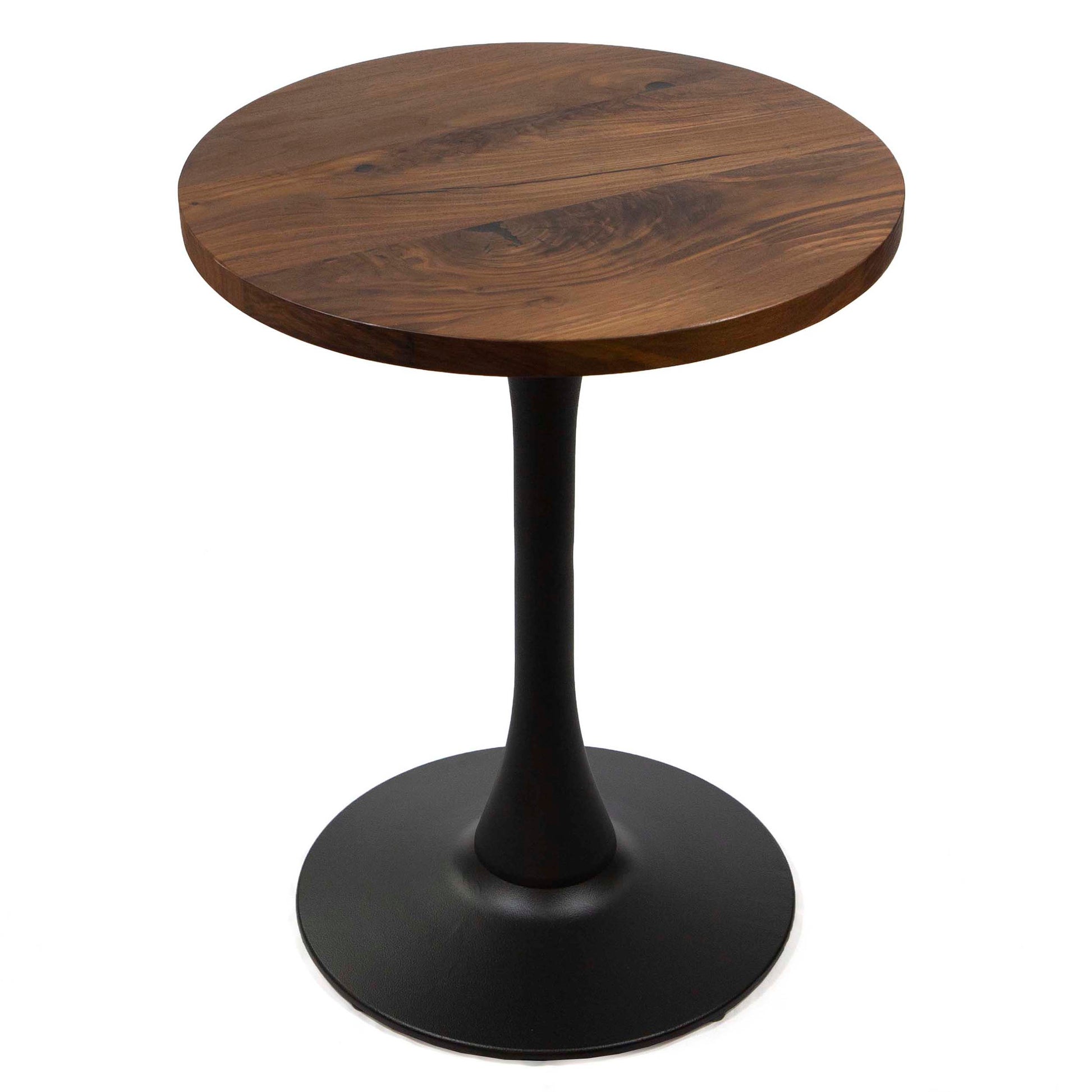 23" round solid black walnut bistro cafe table