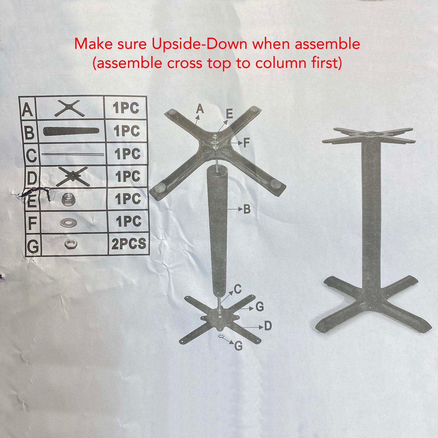 Cross Cast Iron Table Base #JK3029