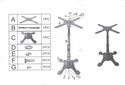JK3063Cast iron bistro table base assembly instruction