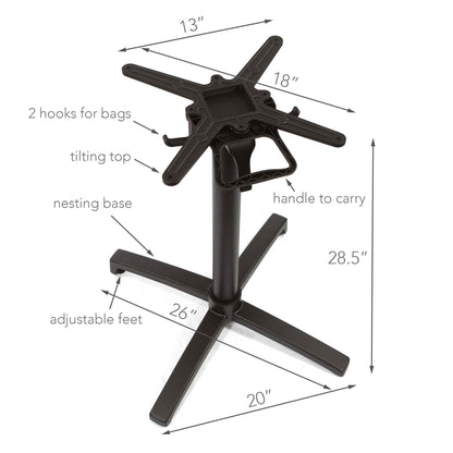 All Weather Restaurant Cafe Table Base, Tilting and Nesting Cast Aluminum #JK8048