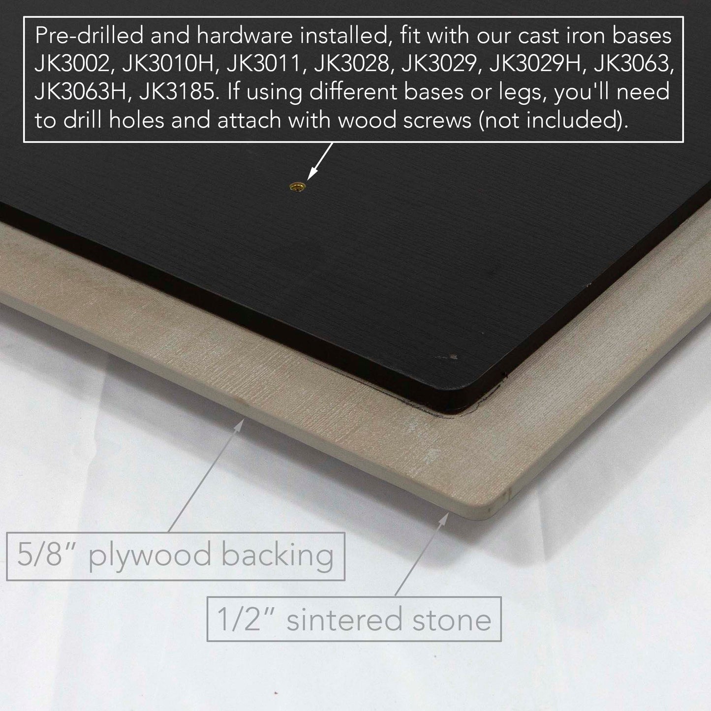 24 x 30" Sintered Stone Restaurant Cafe Table, Gloss Pandora Color #J16S2430P