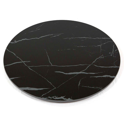 Round black marble coaster on a white background