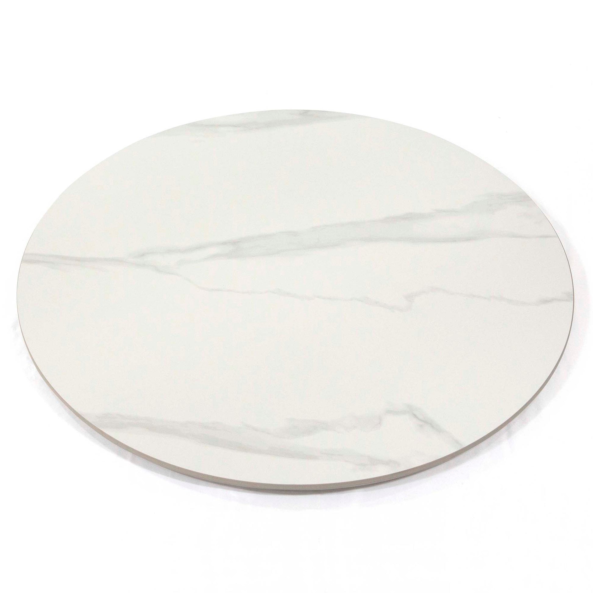 30" round white sintered stone table tops