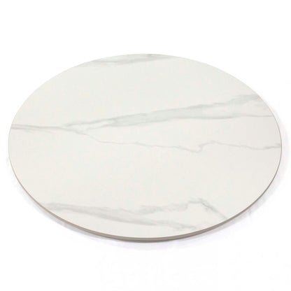30" round white sintered stone table tops