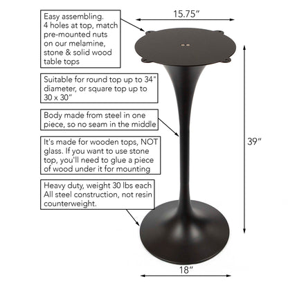 H39" Bar Height Tulip-Shaped Pub Table Base, #LK1840