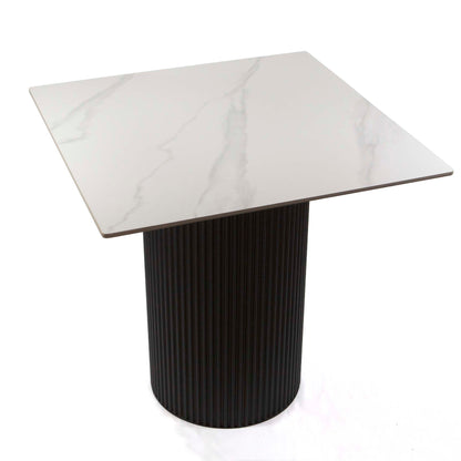 30" x 30" white sintered stone cafe table