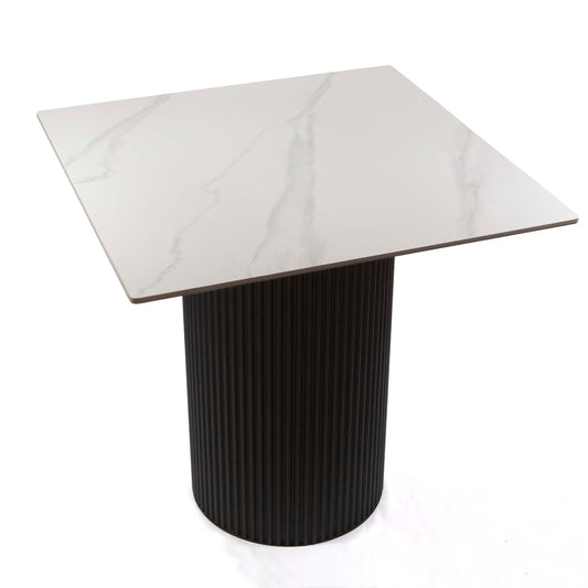 30" x 30" white sintered stone cafe table
