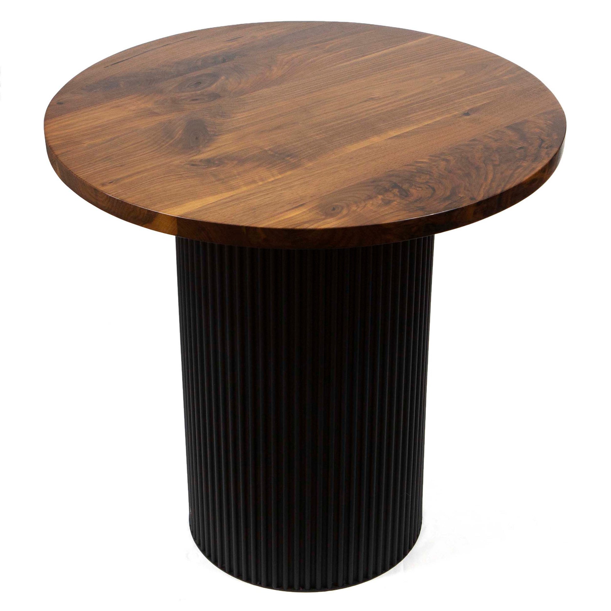 30" round solid black walnut cafe bistro table