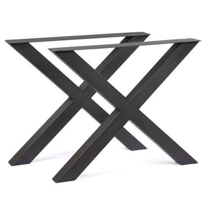 Extra wide X-shaped dining table legs
