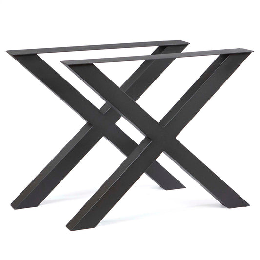 Extra wide X-shaped dining table legs