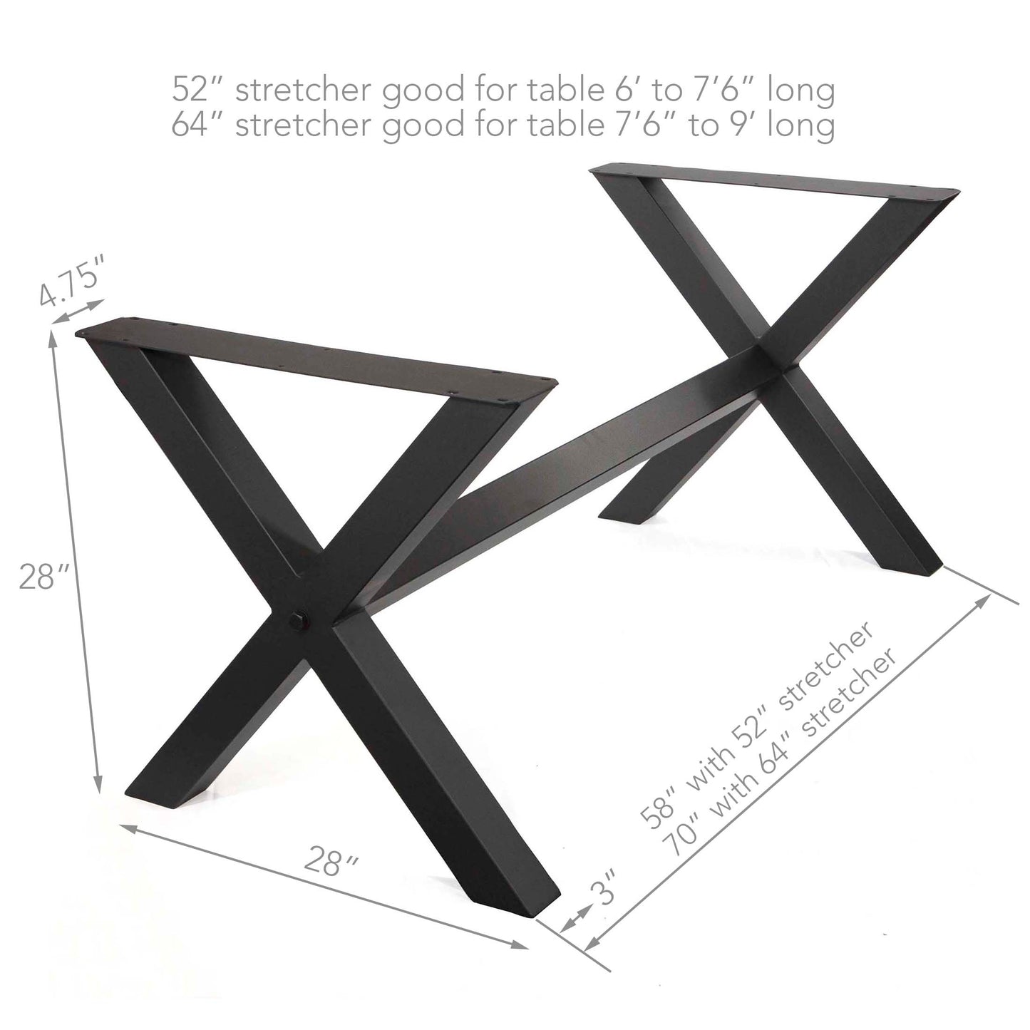 dining table base with stretcher cross bar