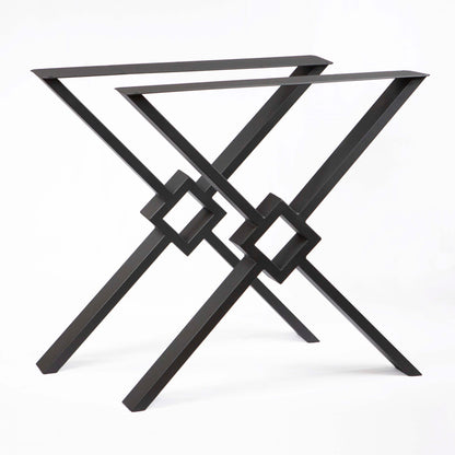 Modern X-shaped dining table legs - Rusty Design USA