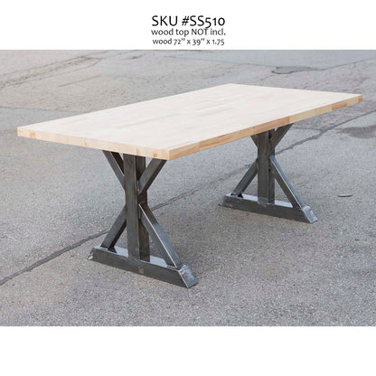 Dining Table Legs base, made in metal, trestle shape at 28" tall, ship in Canada & USA