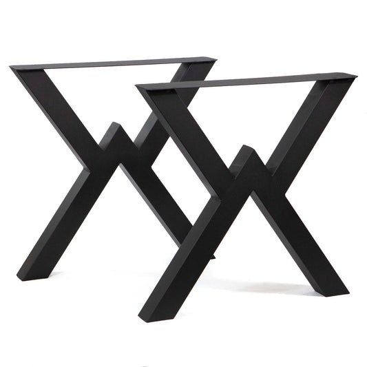 Black metal table legs with X-shaped design on a white background
