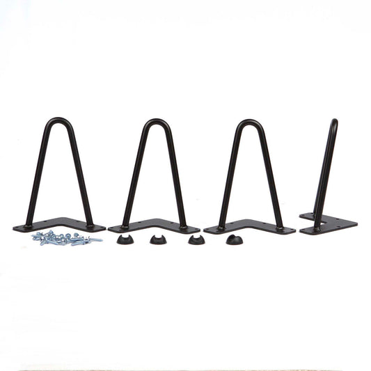 8" Hairpin Legs, 2-Rod Black Powder Coated, Set/4, #W5031E4