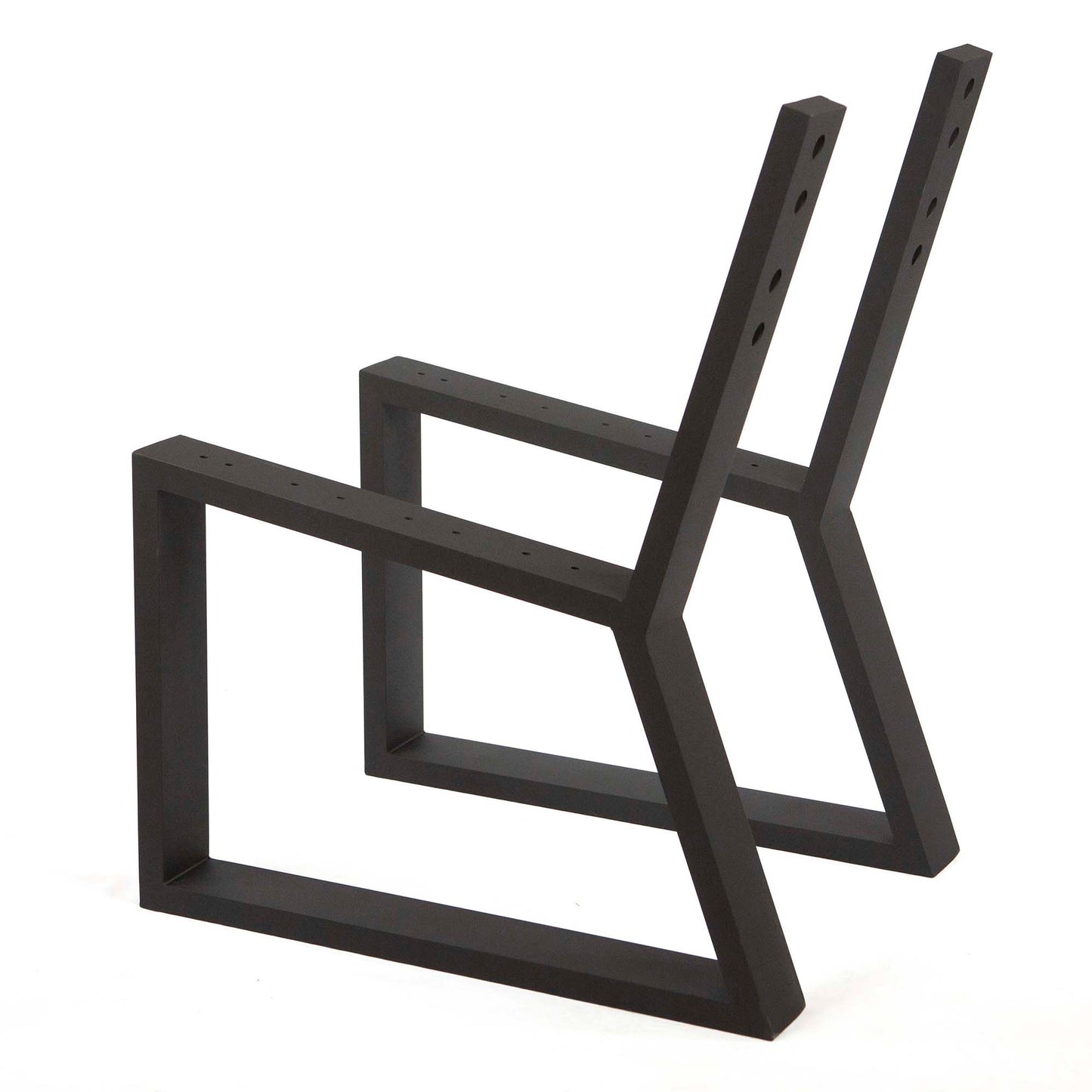 Rusty Design aluminum trapezoid lounge frames with angled backrest structure