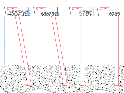 Ground installation diagram of HC002 angled mailbox post embedded in concrete