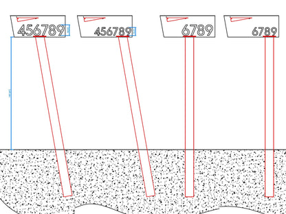 Installation diagram showing HC004 mailbox post mounting options, including vertical and angled ground installation methods
