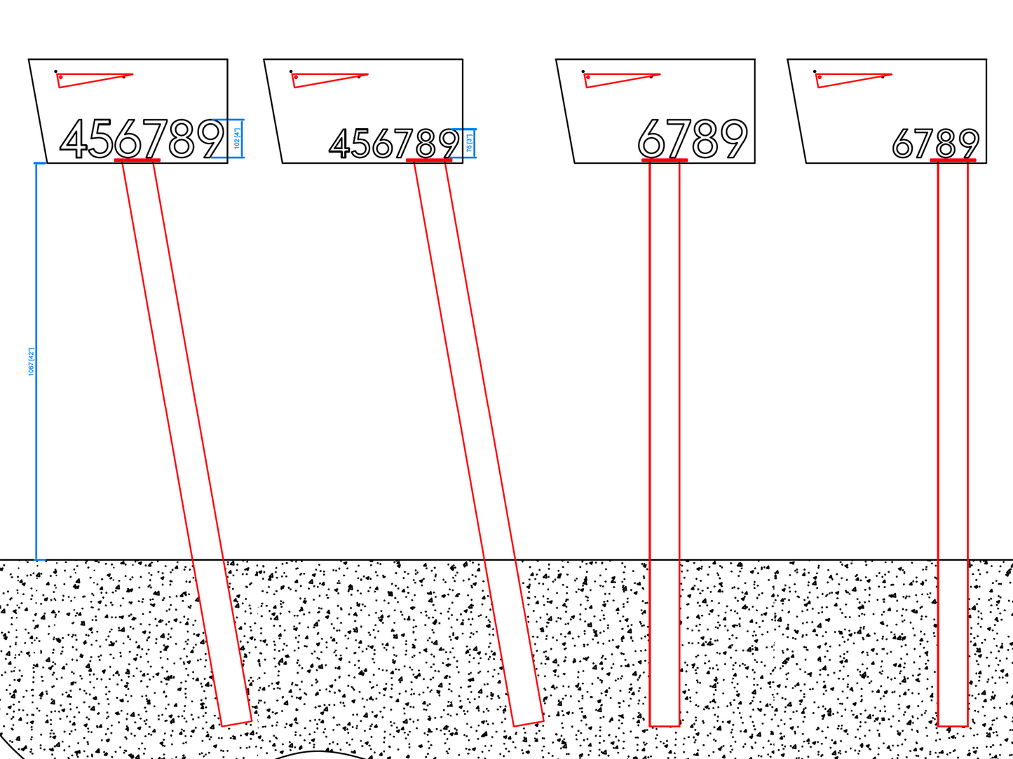 HC111 modern mailbox shown with mounting bracket installation