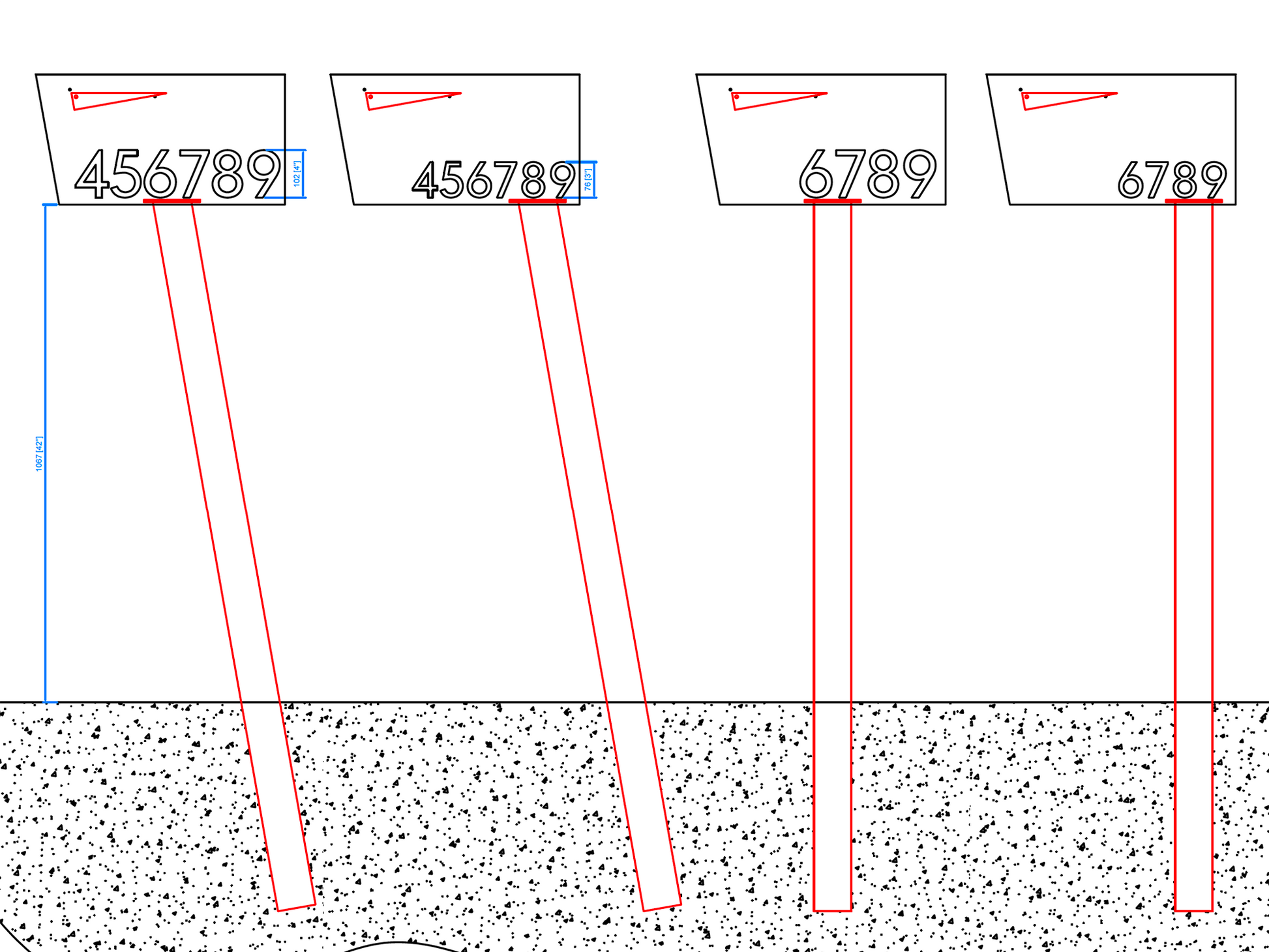 HC111 modern mailbox shown with mounting bracket installation