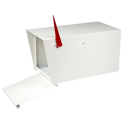 HC111 white modern metal mailbox with front door opened