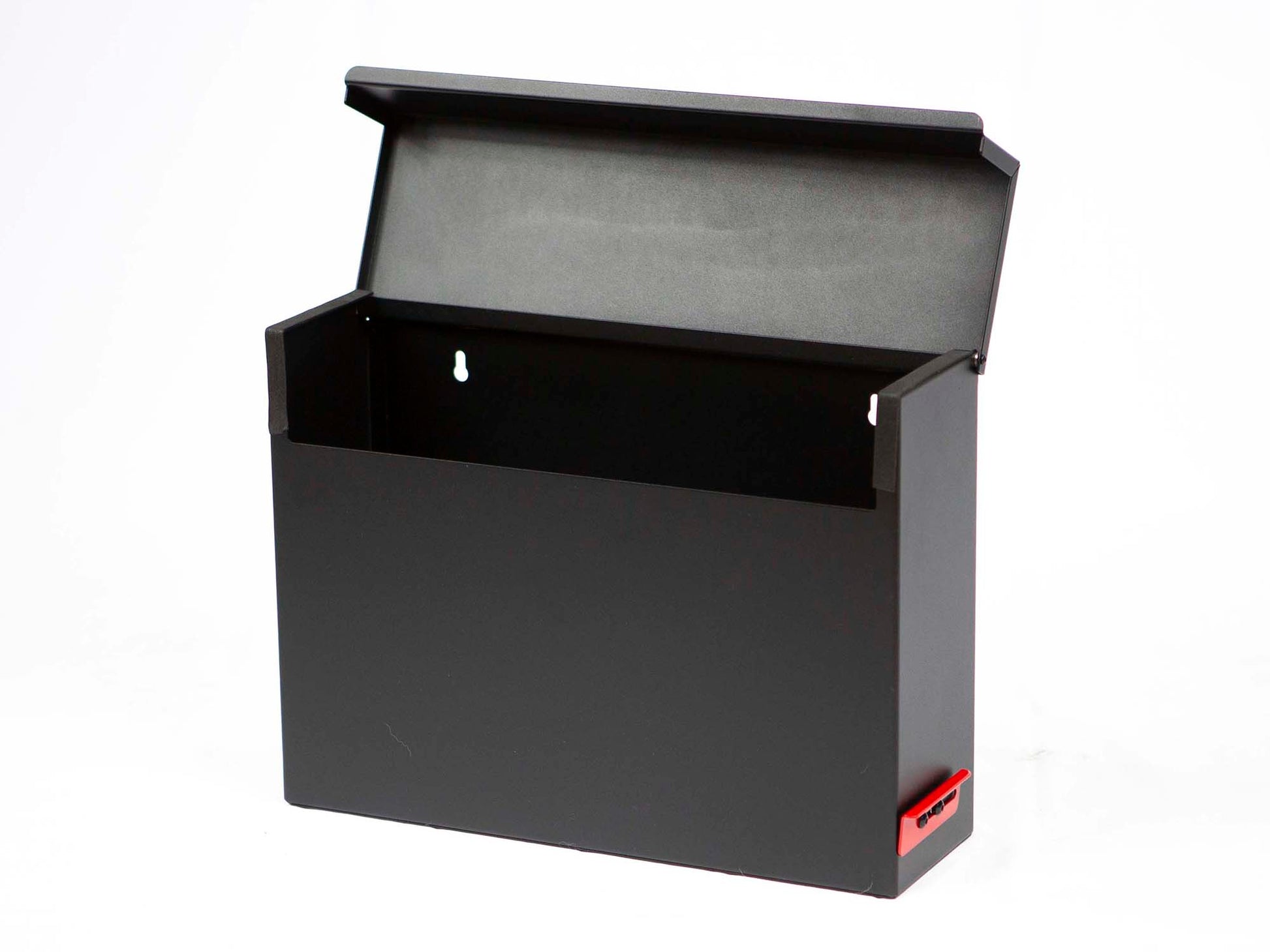 HC200 wall mounted mailbox with lid open showing interior storage space