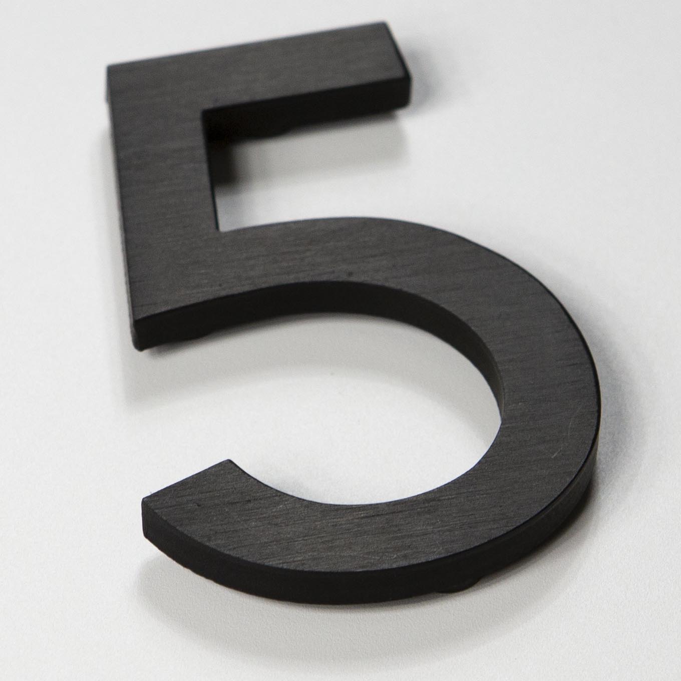 Black metal house number for modern mailbox