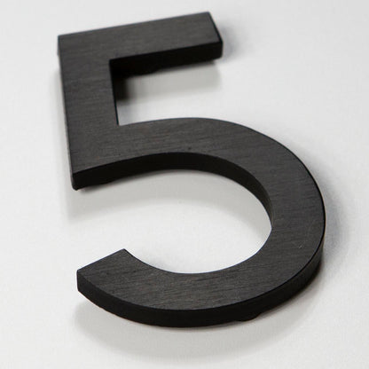 Black metal house number for modern mailbox